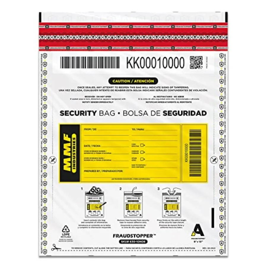 Cash Transmittal Bags for banking use, polyethylene material, white color, with unique alphanumeric numbering and self-sealing
Cash Transmittal Bags for banking use, polyethylene material, white color, with unique alphanumeric numbering and self-sealing