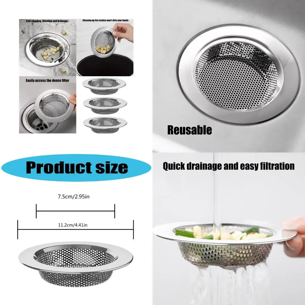 3Pcs Sink Strainers Filter Basket Sink Debris Catcher for Efficient Draining
3Pcs Sink Strainers Filter Basket Sink Debris Catcher for Efficient Draining