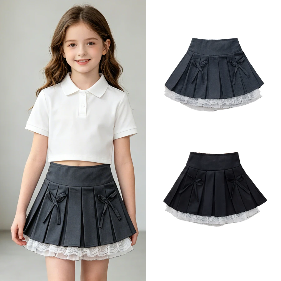 Toddler Girls Bow Lace Pleated Skirt Elastic Waist A-Line Skort with Ruffle Hem Kids School Uniform Outfit Child Casual Wear 8 Y
Toddler Girls Bow Lace Pleated Skirt Elastic Waist A-Line Skort with Ruffle Hem Kids School Uniform Outfit Child Casual Wear 8 Y