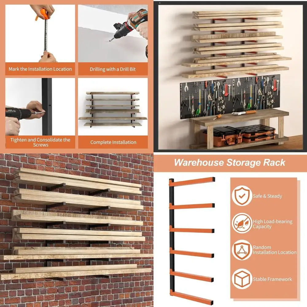 6-уровневая сверхпрочная металлическая стойка для пиломатериалов для настенного крепления, оранжевая, идеально подходит для решения для хранения древесины в мастерской и гараже
6-уровневая сверхпрочная металлическая стойка для пиломатериалов для настенного крепления, оранжевая, идеально подходит для решения для хранения древесины в мастерской и гараже