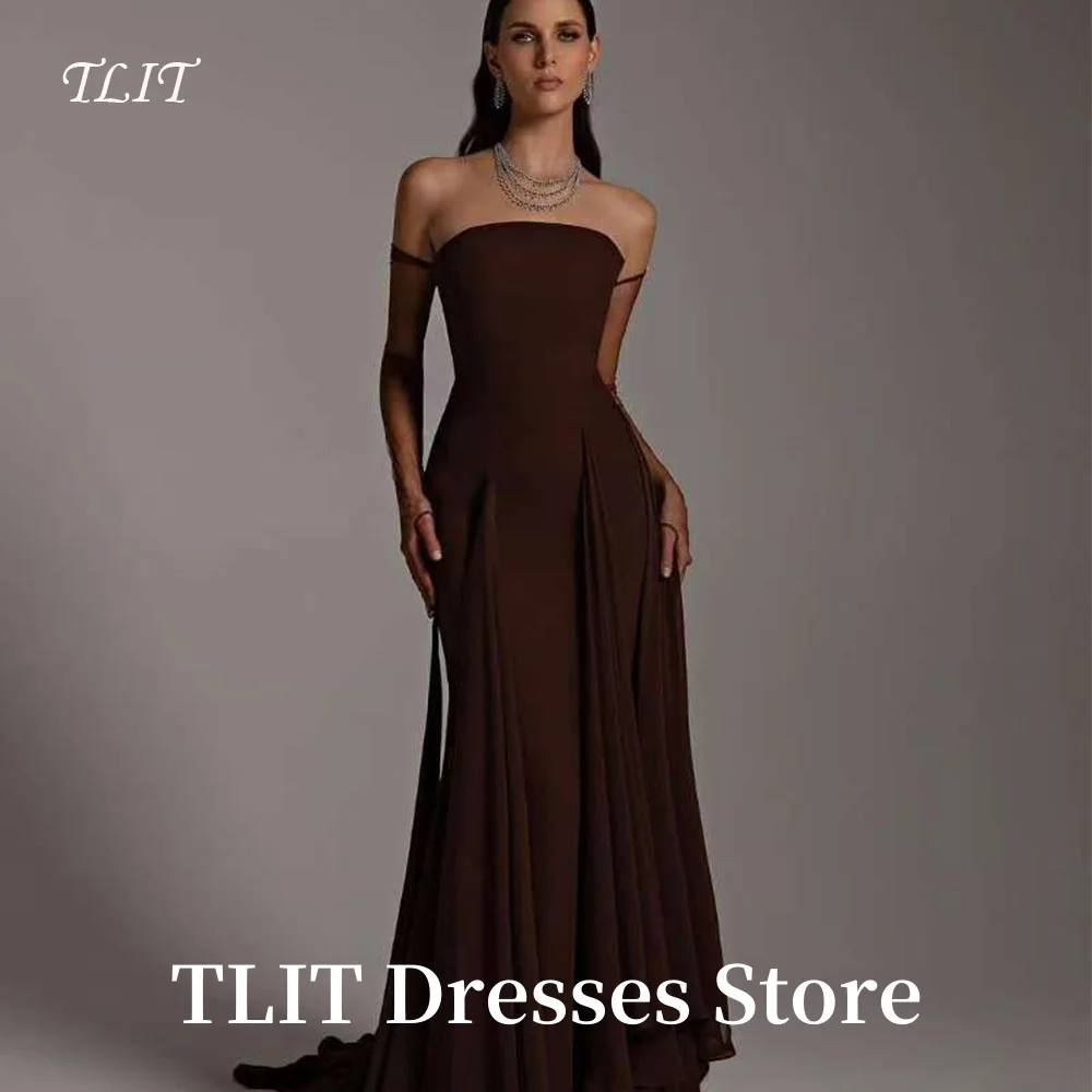 TLIT Graceful Dark Brown Mermaid Long Evening Dress Saudi Arabic Women Strapless Formal Party Gown Silk Chiffon Customized Dress
TLIT Graceful Dark Brown Mermaid Long Evening Dress Saudi Arabic Women Strapless Formal Party Gown Silk Chiffon Customized Dress
