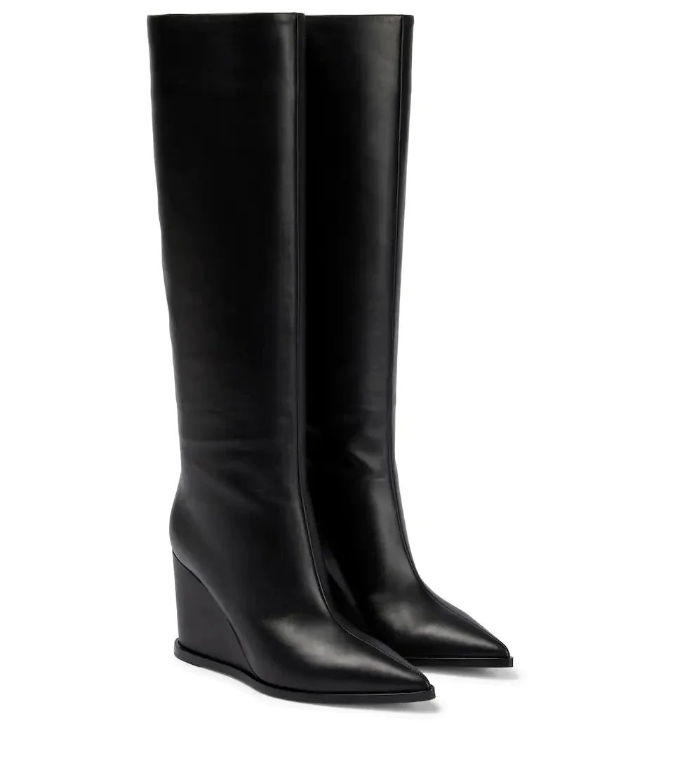 Brand Design Wedge Heel Straight Boots Pointed Thick Bottom Wedge Heel Height Knight Boots Large Size Sexy Women's Boots 33&46
Brand Design Wedge Heel Straight Boots Pointed Thick Bottom Wedge Heel Height Knight Boots Large Size Sexy Women's Boots 33&46