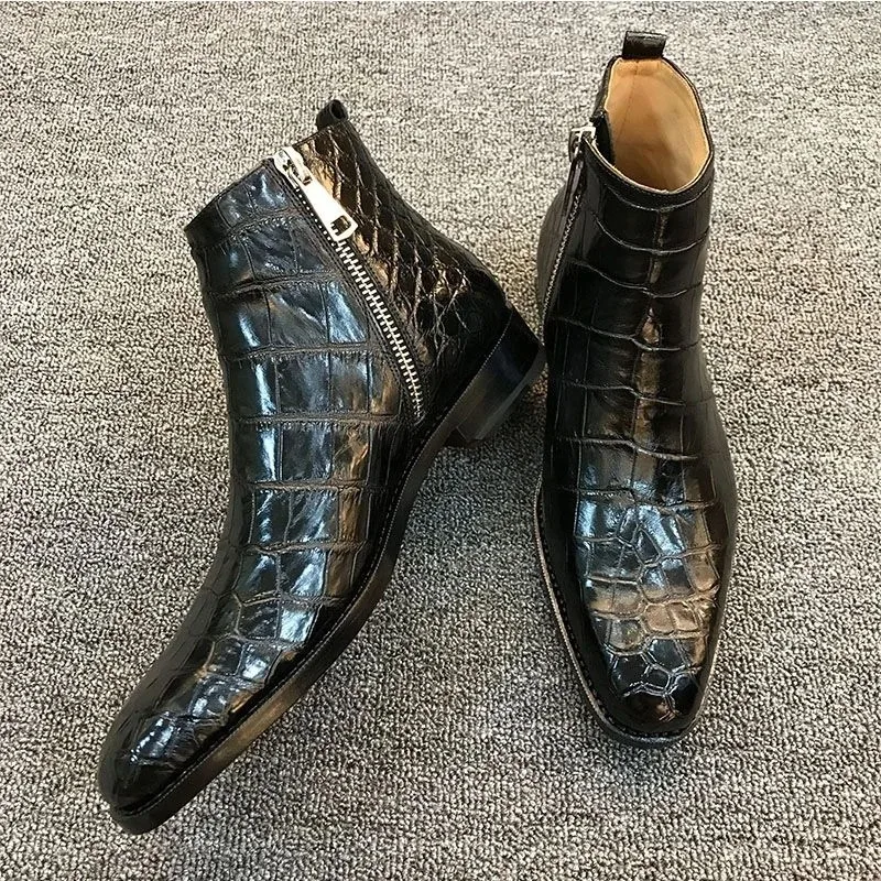 Men's Croc Print Chelsea Ankle Boots PU Leather Pointed Toe Side Zip Low Heel Vintage Casual Winter Dress Boots Big Sizes 38-48
Men's Croc Print Chelsea Ankle Boots PU Leather Pointed Toe Side Zip Low Heel Vintage Casual Winter Dress Boots Big Sizes 38-48