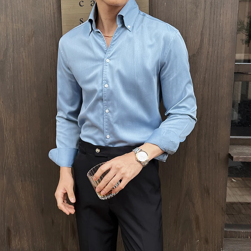 Men Dress White Shirt 2025 Autumn Long Sleeve Camisas Business Casual Fashion Shirt Male Solid British Style Shirt Men Clothing
Men Dress White Shirt 2025 Autumn Long Sleeve Camisas Business Casual Fashion Shirt Male Solid British Style Shirt Men Clothing