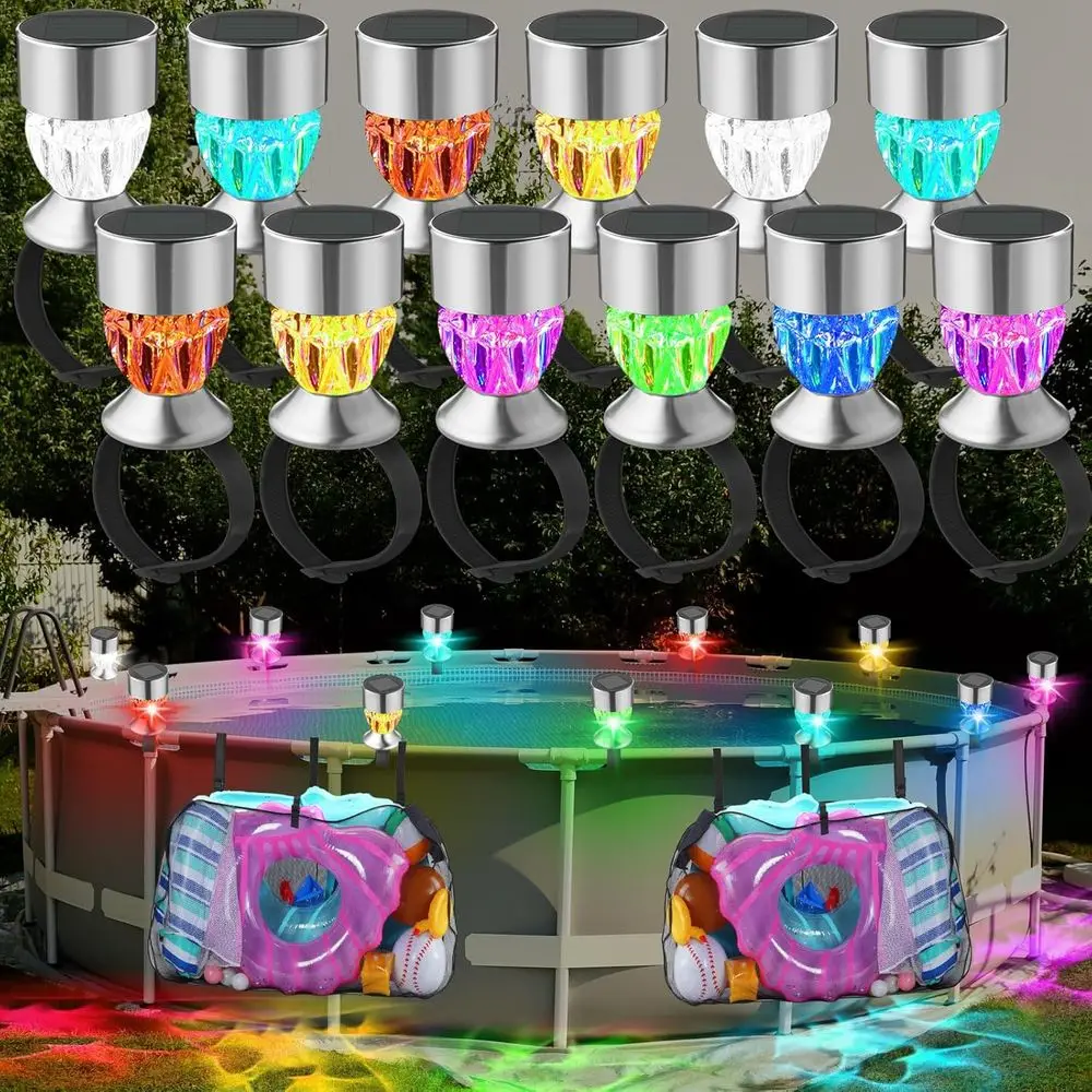 12 Pcs Stainless Steel Pool Lights for Above Ground Pools with 2 Hanging Storage Bags Waterproof Swimming Pool Accessories (14 P
12 Pcs Stainless Steel Pool Lights for Above Ground Pools with 2 Hanging Storage Bags Waterproof Swimming Pool Accessories (14 P
