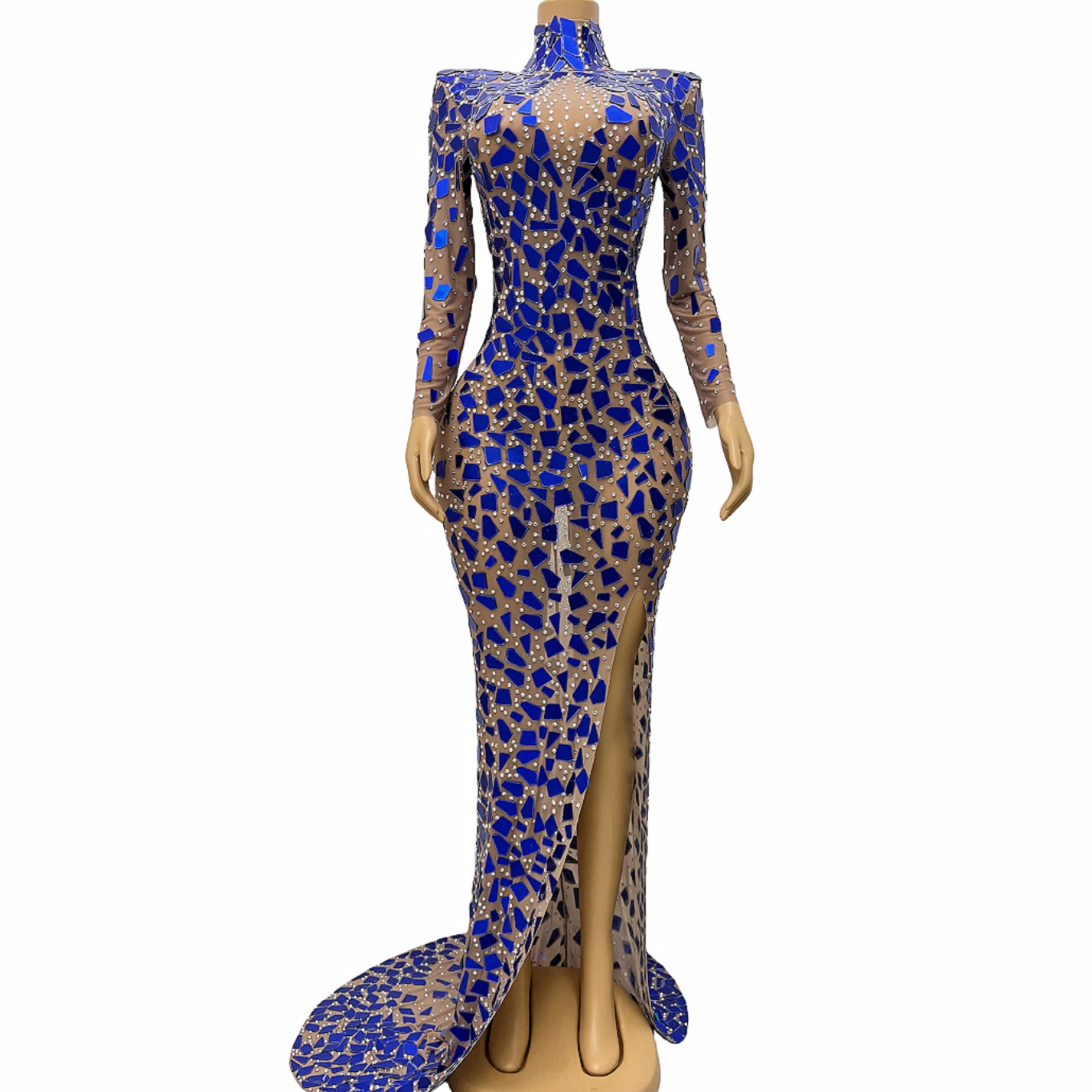 Shiny Long Sleeved Rhinestones Long Dress Women Blue Mirrors Evening Party Dress Stage Performance Festival Outfits XS7039
Shiny Long Sleeved Rhinestones Long Dress Women Blue Mirrors Evening Party Dress Stage Performance Festival Outfits XS7039