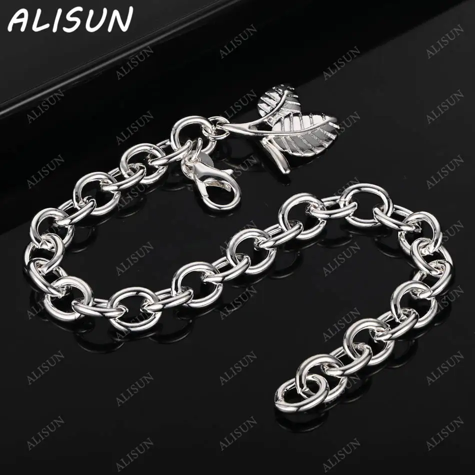 ALISUN 925 Sterling Silver Leaf Pendant Chain Bracelets For Women Wedding Party Gifts Fashion Accessories Fine Jewelry
ALISUN 925 Sterling Silver Leaf Pendant Chain Bracelets For Women Wedding Party Gifts Fashion Accessories Fine Jewelry