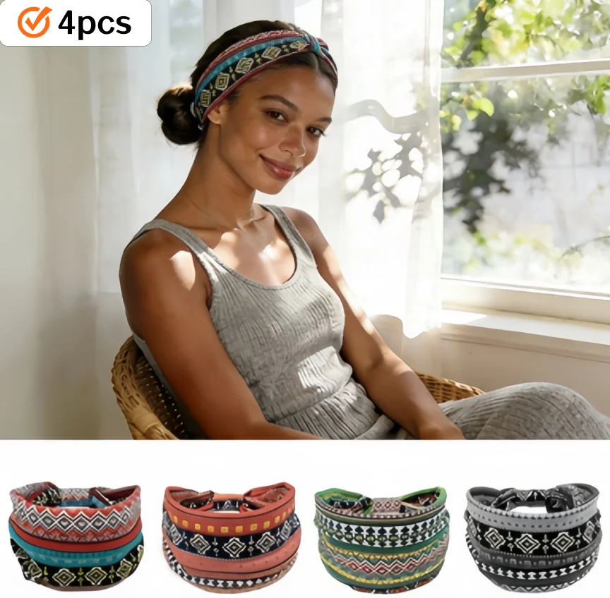 4Pcs (Print) Head Bands for Women's Hair Wide Boho Headbands Knotted Elastic Non Slip Hair Bands Floral Turban Hair Wraps Yoga Workout Hair Accessories for Women
4Pcs (Print) Head Bands for Women's Hair Wide Boho Headbands Knotted Elastic Non Slip Hair Bands Floral Turban Hair Wraps Yoga Workout Hair Accessories for Women