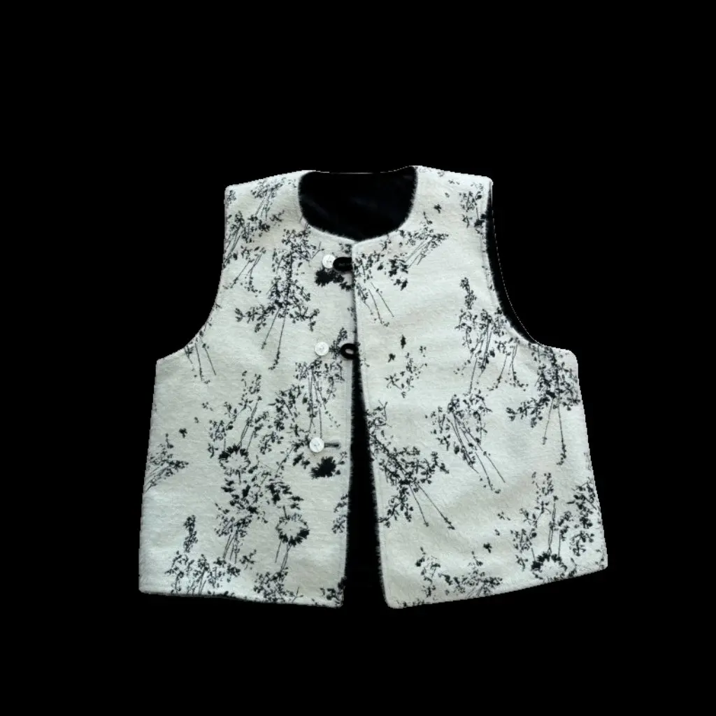 Women's Double-Sided Wearable Shell Buckle Western Style Jacquard Velvet Vest Chinese Korean Fashion Autumn Winter
Women's Double-Sided Wearable Shell Buckle Western Style Jacquard Velvet Vest Chinese Korean Fashion Autumn Winter