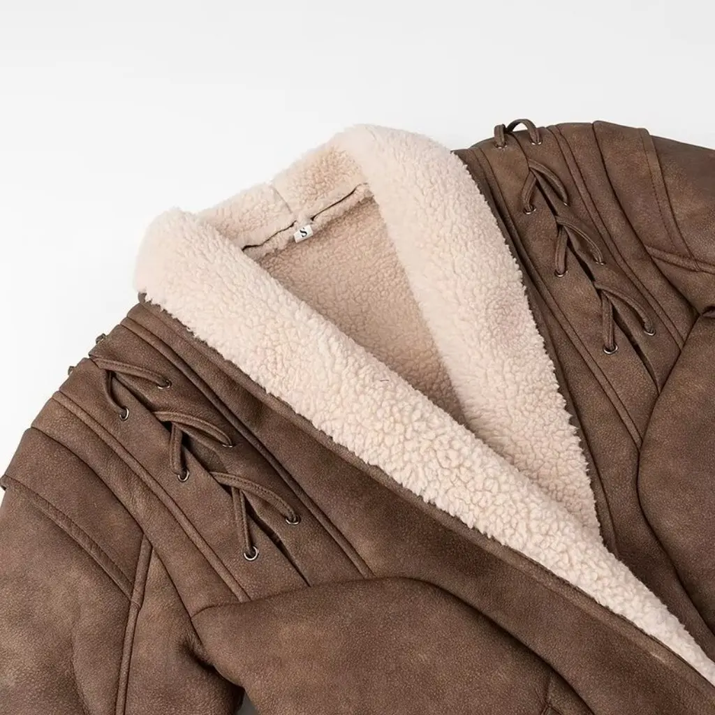 Women's Street Fashion Lace-Up Fur All-In-One Jacket Autumn Winter New European American Style Fashionable Outerwear
Women's Street Fashion Lace-Up Fur All-In-One Jacket Autumn Winter New European American Style Fashionable Outerwear