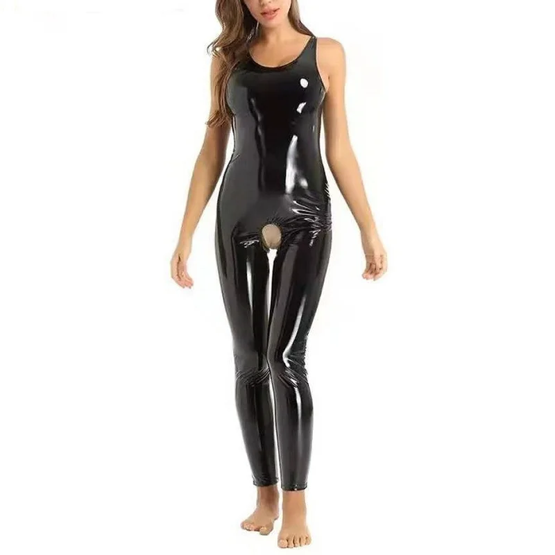 New Latex Catsuit Faux Leather Women Jumpsuit Open Crotch Stretch PVC Lingerie Bodysuit Gay Fetish Costume Sexy Hot Erotic Suit
New Latex Catsuit Faux Leather Women Jumpsuit Open Crotch Stretch PVC Lingerie Bodysuit Gay Fetish Costume Sexy Hot Erotic Suit