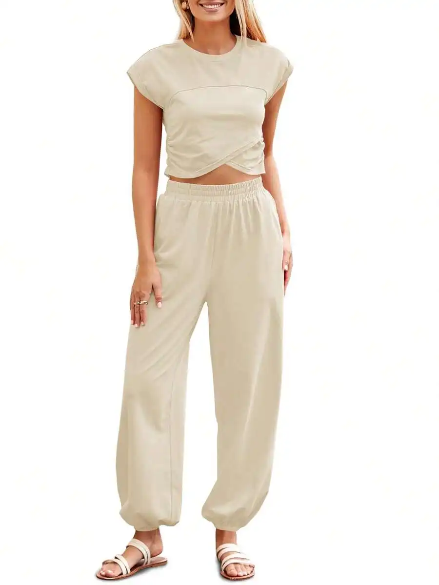 Womens 2 Piece Crop Top And Jogger Pants Set Lightweight Breathable Lounge Wear Summer Casual Streetwear
Womens 2 Piece Crop Top And Jogger Pants Set Lightweight Breathable Lounge Wear Summer Casual Streetwear