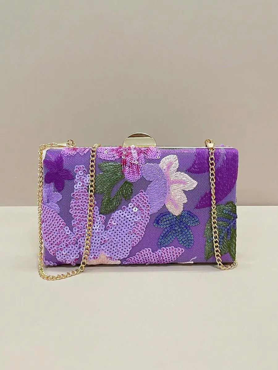 Purple Sequin Embroidered Clutch Bag For Women Party Evening
Purple Sequin Embroidered Clutch Bag For Women Party Evening