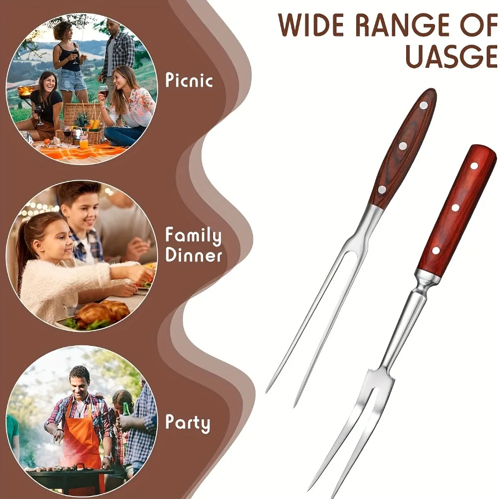 Set of 2 Stainless Steel Meat Forks, Measuring 12 And 14 Inches, Featuring Wooden Handles
Set of 2 Stainless Steel Meat Forks, Measuring 12 And 14 Inches, Featuring Wooden Handles