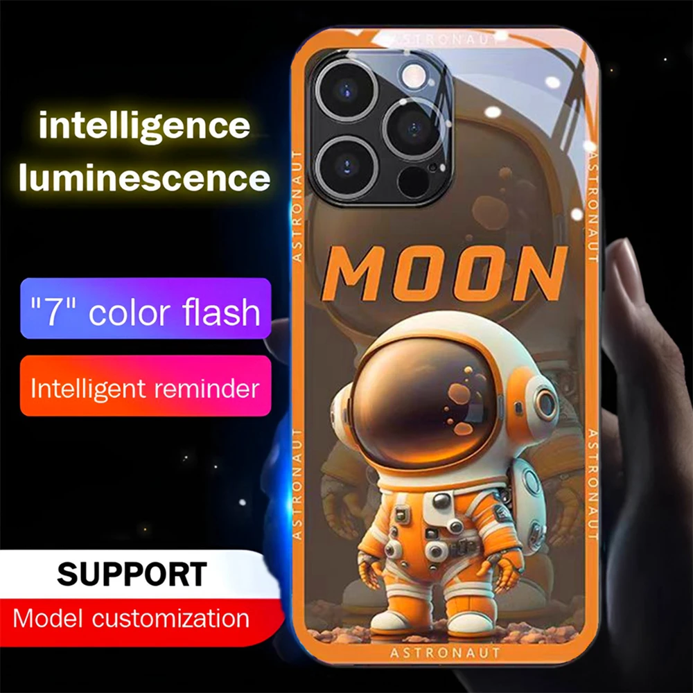 Popular Moon Astronaut Smart LED Light Glow Tempered Glass Phone Case For iPhone 16 E 15 14 13 12 11 Pro Max X XR XS Plus SE
Popular Moon Astronaut Smart LED Light Glow Tempered Glass Phone Case For iPhone 16 E 15 14 13 12 11 Pro Max X XR XS Plus SE