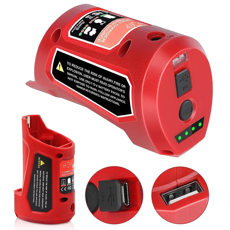 Battery Charger USB Adapter for Milwaukee 12V Lithium Battery USB Power Source Replacement Adapter Charger for Milwaukee
Battery Charger USB Adapter for Milwaukee 12V Lithium Battery USB Power Source Replacement Adapter Charger for Milwaukee