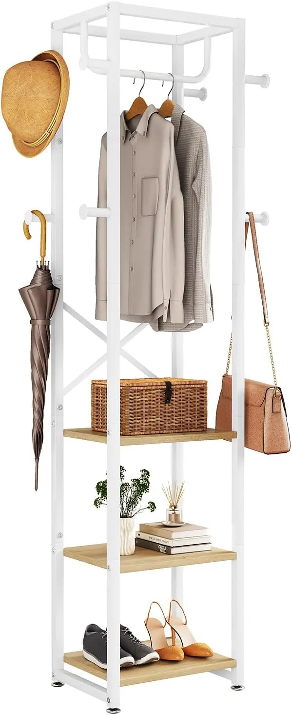 Coat Rack with Shelves, Freestanding Hall Tree with 3 Shelves and 8 Hooks, Industrial Clothes Stand for Entryway, Hallwa
Coat Rack with Shelves, Freestanding Hall Tree with 3 Shelves and 8 Hooks, Industrial Clothes Stand for Entryway, Hallwa
