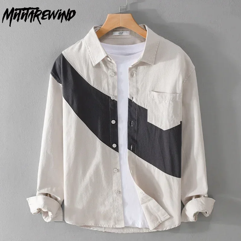Korean Fashion Men Long Sleeve Shirts Streetwear Youth New Top Patchwork Contrast Color Shirt Casual Pure Cotton Men's Clothing
Korean Fashion Men Long Sleeve Shirts Streetwear Youth New Top Patchwork Contrast Color Shirt Casual Pure Cotton Men's Clothing