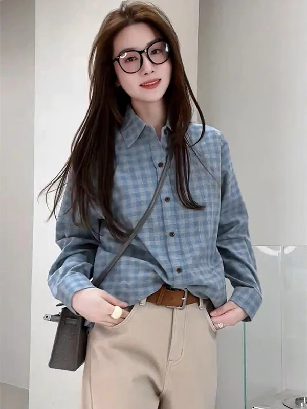 Korean Fashion Double Sided Brushed Plaid Long Sleeve Shirt Women's Spring Anti Aging Versatile Top Vintage Style Loose Fit
Korean Fashion Double Sided Brushed Plaid Long Sleeve Shirt Women's Spring Anti Aging Versatile Top Vintage Style Loose Fit