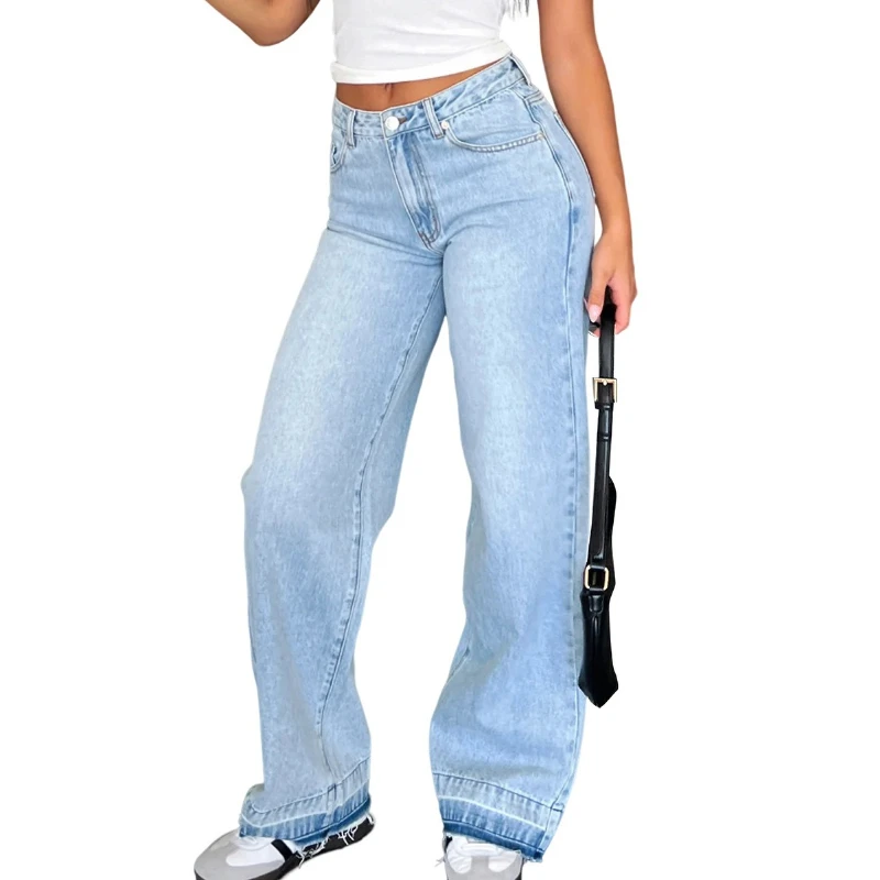 Women Jeans High Waist Wide Leg Pants with Pockets Fashion Casual Long Loose Full Length Washing Denim Trousers
Women Jeans High Waist Wide Leg Pants with Pockets Fashion Casual Long Loose Full Length Washing Denim Trousers