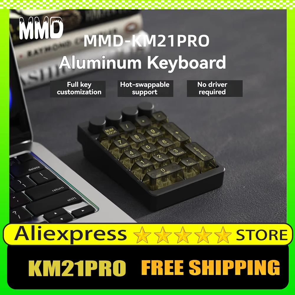 MMD KM21Pro Numeric Keyboard Wireless Tri-Mode Knob Aluminum 21Keys Designer Keypad Hot-swap Custom Mechanical Keyboard Gifts
MMD KM21Pro Numeric Keyboard Wireless Tri-Mode Knob Aluminum 21Keys Designer Keypad Hot-swap Custom Mechanical Keyboard Gifts