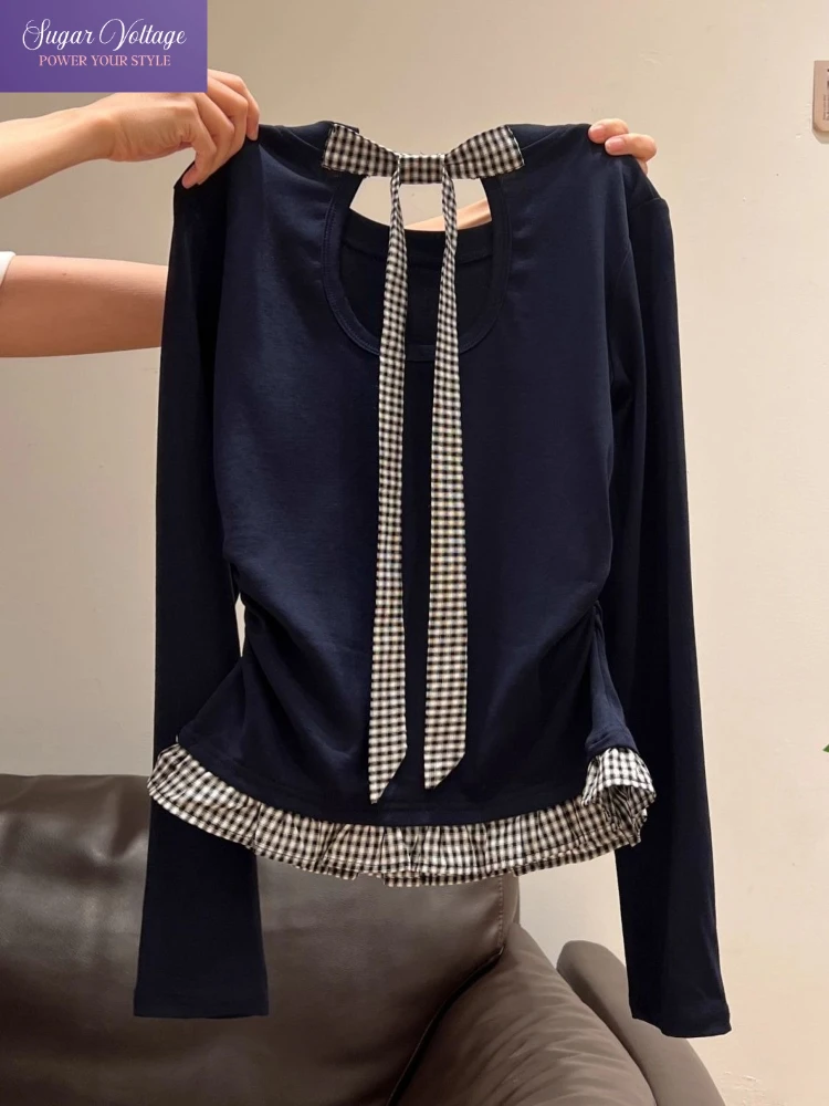 Осенние корейские модные винтажные тонкие плиссированные топы, женские облегающие клетчатые топы с длинными рукавами на шнуровке, повседневные элегантные пуловеры в стиле ретро, блузка
Осенние корейские модные винтажные тонкие плиссированные топы, женские облегающие клетчатые топы с длинными рукавами на шнуровке, повседневные элегантные пуловеры в стиле ретро, блузка