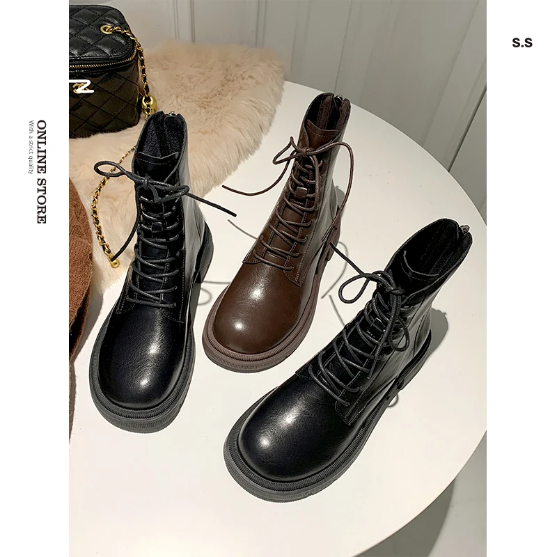 Cool Brown Retro British Style Short Boots for Women Street Fashion Spring Autumn Single Boot Cross Buckle round Toe
Cool Brown Retro British Style Short Boots for Women Street Fashion Spring Autumn Single Boot Cross Buckle round Toe
