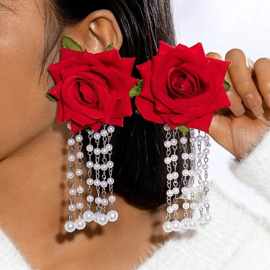 European And American Cross-Border Fresh Fabric Colorful Pearl Earrings, Sweet Rice Bead Tassel Tulip Flower Earrings
European And American Cross-Border Fresh Fabric Colorful Pearl Earrings, Sweet Rice Bead Tassel Tulip Flower Earrings