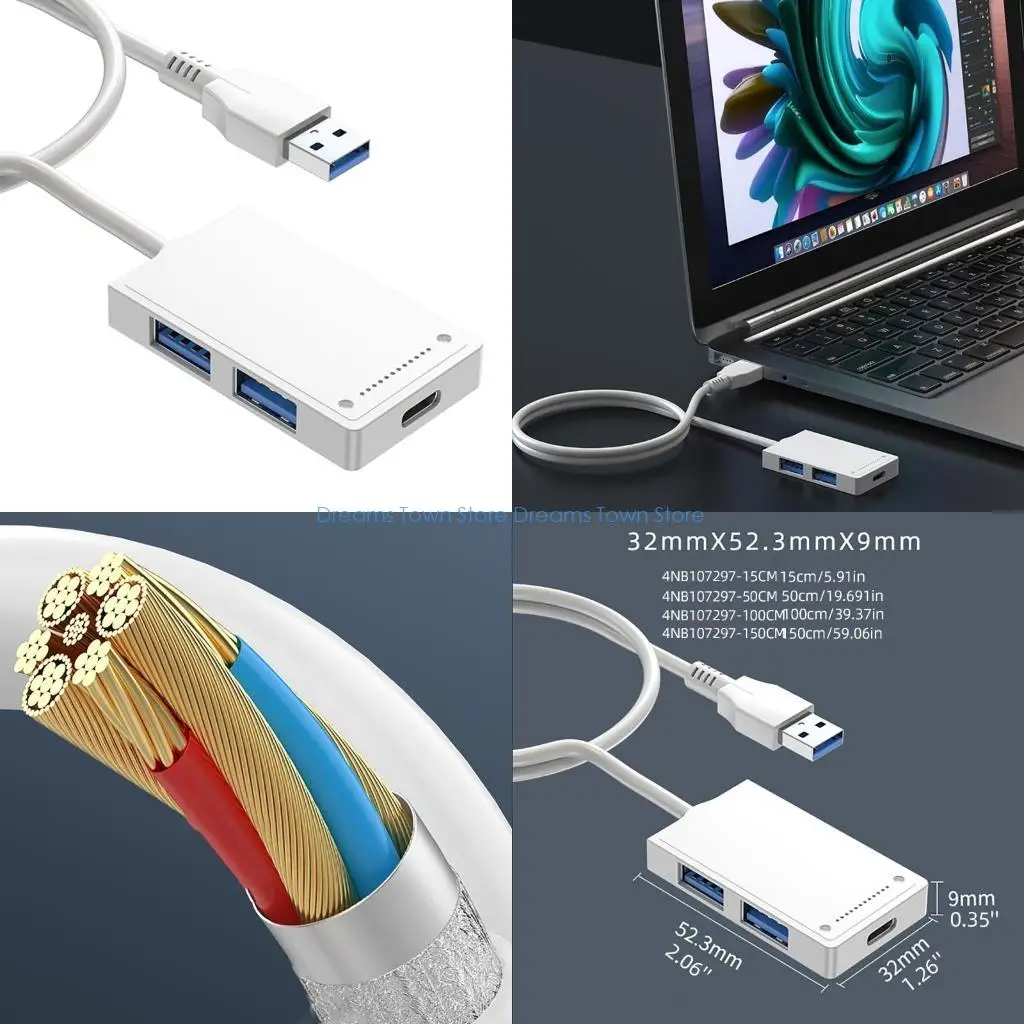 HX6A Многопортовый USB-концентратор USB-док-станция с 1 портом USB3.0 + 3USB2.0, подходит для адаптера питания настольных
