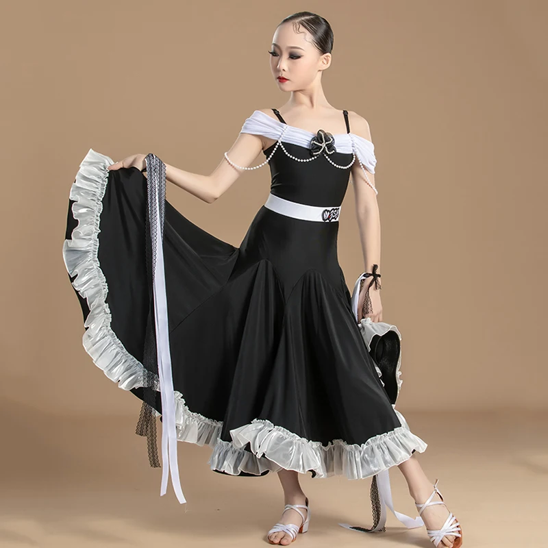 Ballroom Dance Dress For Competition Off Shoulder Black Modern Dance Suit Girl Standard Waltz Performance Dress White VDL258
Ballroom Dance Dress For Competition Off Shoulder Black Modern Dance Suit Girl Standard Waltz Performance Dress White VDL258