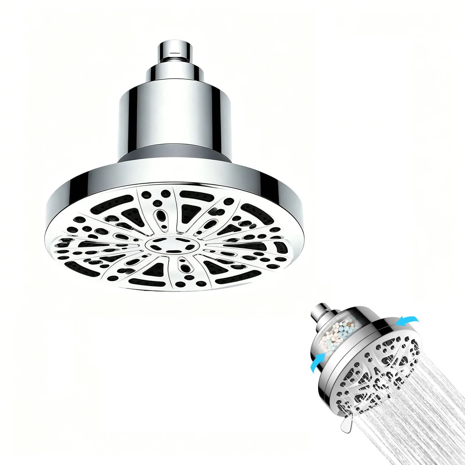 1PC Filtered Shower Head for Hard Water, Water Softener Showerhead with Shower Filter, High Pressure, Chrome Finish
1PC Filtered Shower Head for Hard Water, Water Softener Showerhead with Shower Filter, High Pressure, Chrome Finish
