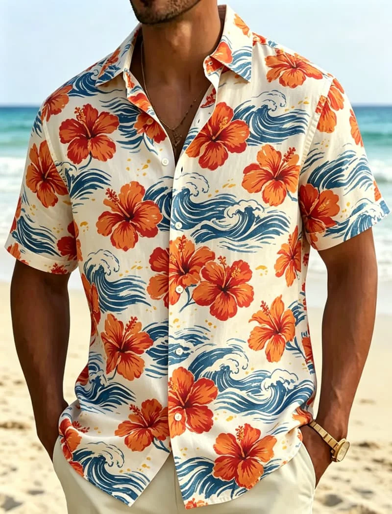 Men's Beach Ocean Vacation Style Printed Short Sleeved shirt, Casual And Fashionable style, For Summer Vacation And Daily Wear
Men's Beach Ocean Vacation Style Printed Short Sleeved shirt, Casual And Fashionable style, For Summer Vacation And Daily Wear