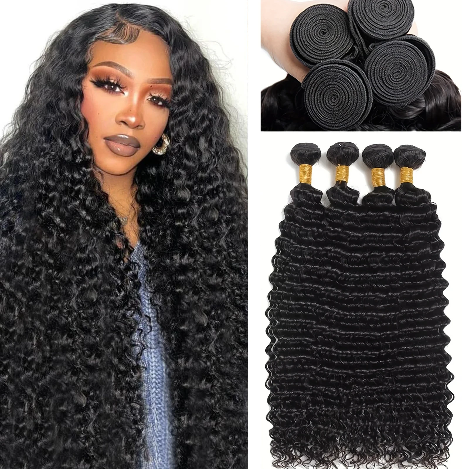 Deep Wave 1/3/4 Bundles Brazilian Hair Extension Weft Weave Long Human Hair Deep Curly Natural Black 12-42 Inch
Deep Wave 1/3/4 Bundles Brazilian Hair Extension Weft Weave Long Human Hair Deep Curly Natural Black 12-42 Inch