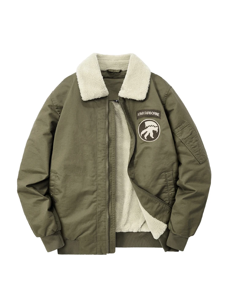 Thiened Faux eepskin Velvet Men's Cotton Jaet with Fur Collar Embroidered Winter Clothes Large Size Youth Faion
Thiened Faux eepskin Velvet Men's Cotton Jaet with Fur Collar Embroidered Winter Clothes Large Size Youth Faion