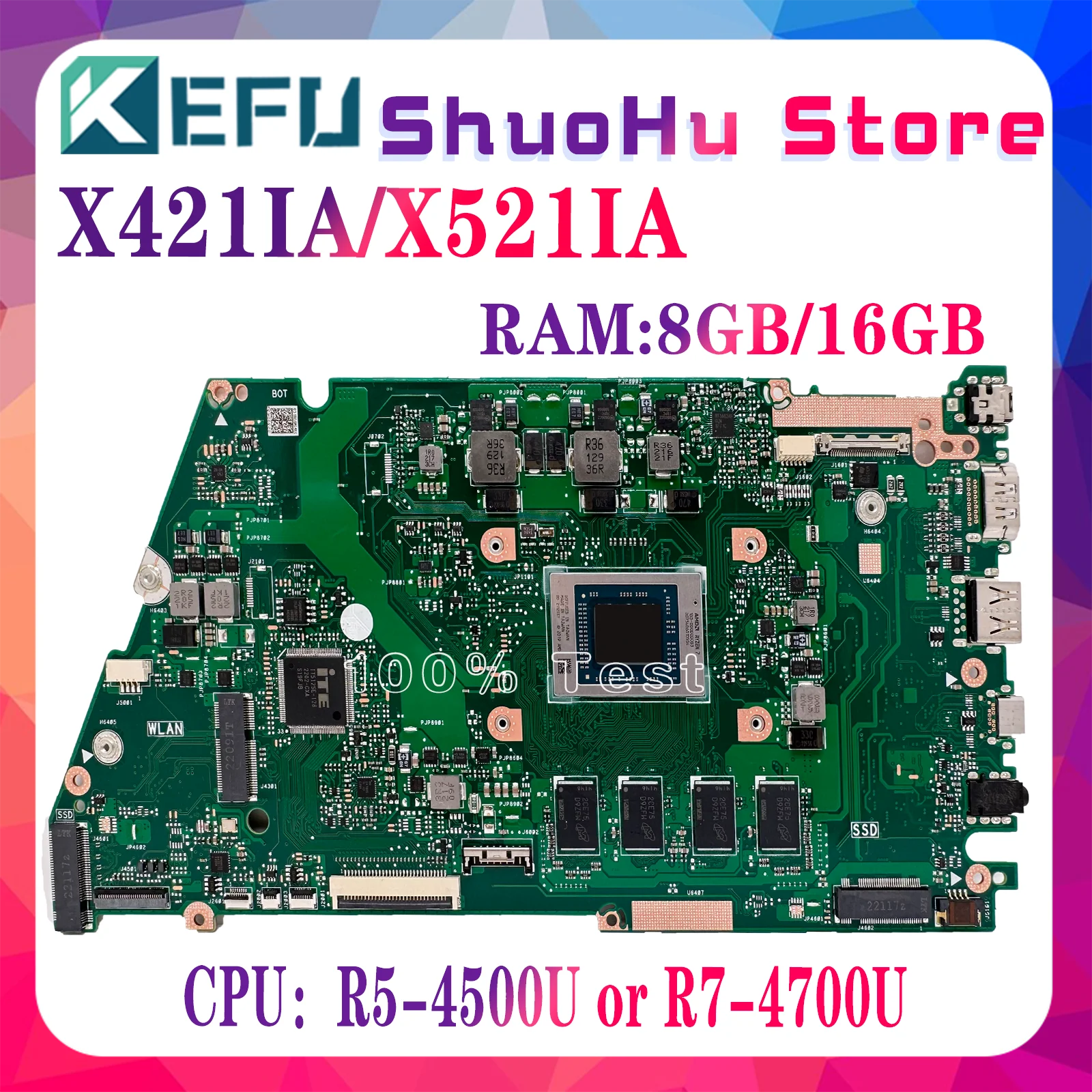 KEFU X421IA Mainboard For ASUS Vivo Book X421IAY X521IA Laptop Motherboard With R5-4500U R7-4500U 8GB/16GB RAM 100% Working Well
KEFU X421IA Mainboard For ASUS Vivo Book X421IAY X521IA Laptop Motherboard With R5-4500U R7-4500U 8GB/16GB RAM 100% Working Well