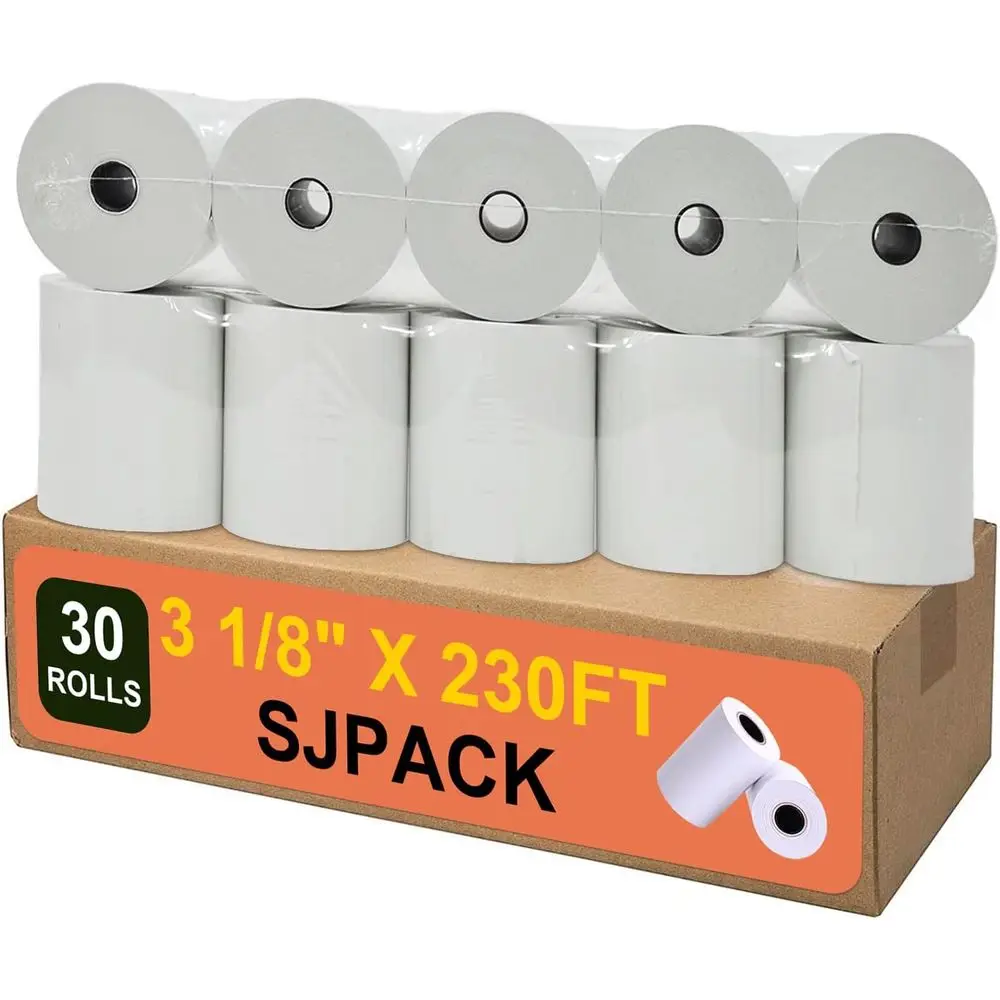 30 Pack Thermal Receipt Paper Rolls, 3.125 x 230mm, Compatible with Various Cash Registers
30 Pack Thermal Receipt Paper Rolls, 3.125 x 230mm, Compatible with Various Cash Registers