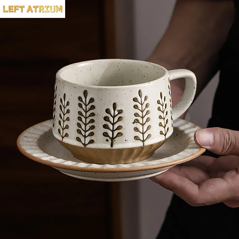 Retro Coarse Pottery Mug Dish Set Latte Coffee Cup Milk Cup Creative Floral Pattern Beverage Cup Couple Cups Water Cups Teacup
Retro Coarse Pottery Mug Dish Set Latte Coffee Cup Milk Cup Creative Floral Pattern Beverage Cup Couple Cups Water Cups Teacup