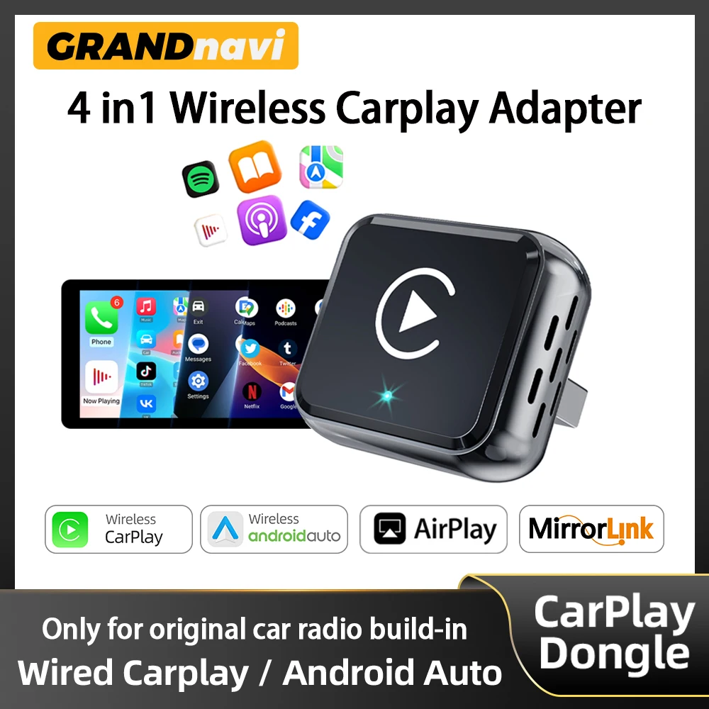 4in1 Dongle For Wireless CarPlay Airplay Android Auto Mirrorlink Smart AI Box Bluetooth WiFi Connect Car System Car Play Adapter
4in1 Dongle For Wireless CarPlay Airplay Android Auto Mirrorlink Smart AI Box Bluetooth WiFi Connect Car System Car Play Adapter