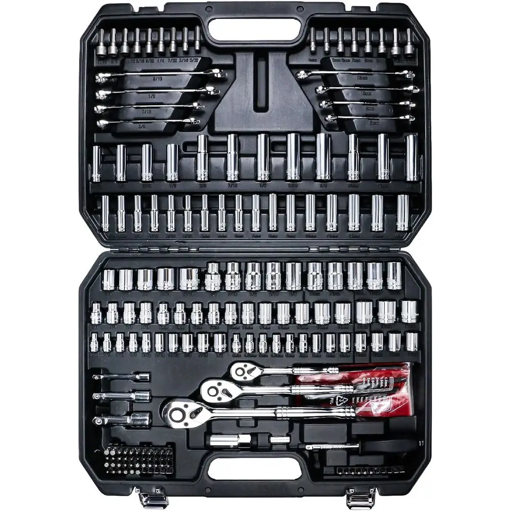 202-Piece Drive Socket Set, 1/4, 3/8, and 1/2 inch Drives
202-Piece Drive Socket Set, 1/4, 3/8, and 1/2 inch Drives