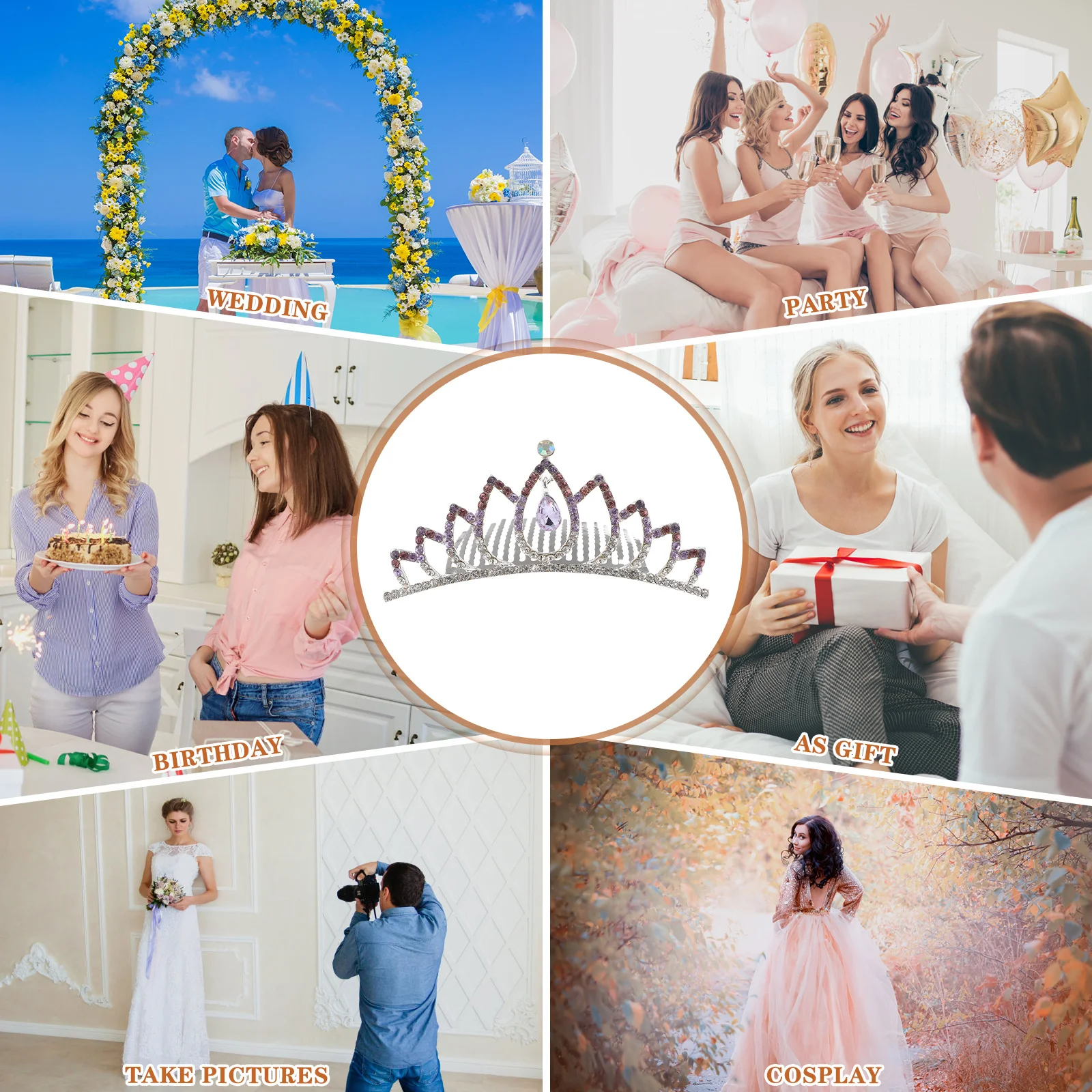 Women Tiara Clip Elegant Bridal Crown Comb Sparkling Rhinestone Design Lightweight Hair Accessory for Bride Bridesmaid Wedding
Women Tiara Clip Elegant Bridal Crown Comb Sparkling Rhinestone Design Lightweight Hair Accessory for Bride Bridesmaid Wedding