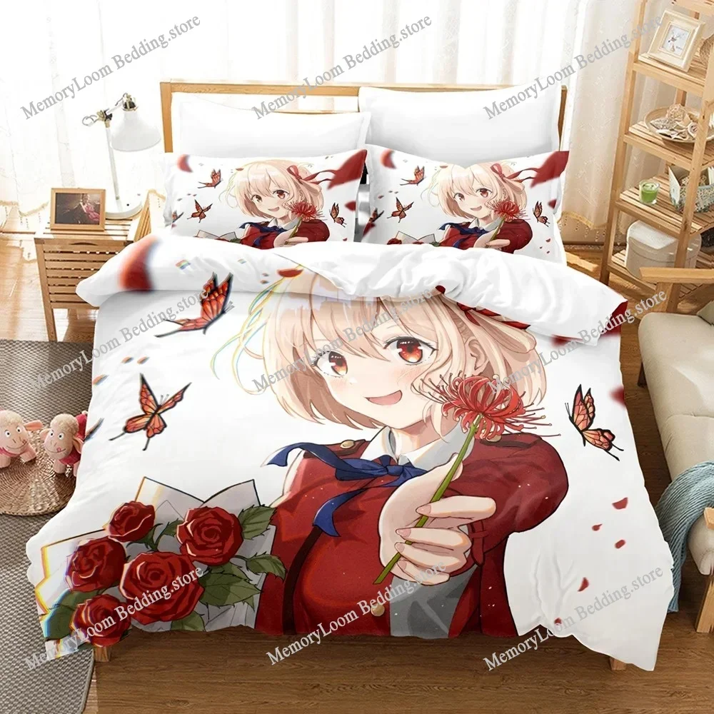 Anime Character Cute Lycoris Recoil Bedding Set Full/Queen/King Size Duvet Cover Pillowcase Kids Adult Soft Home Textile Set
Anime Character Cute Lycoris Recoil Bedding Set Full/Queen/King Size Duvet Cover Pillowcase Kids Adult Soft Home Textile Set