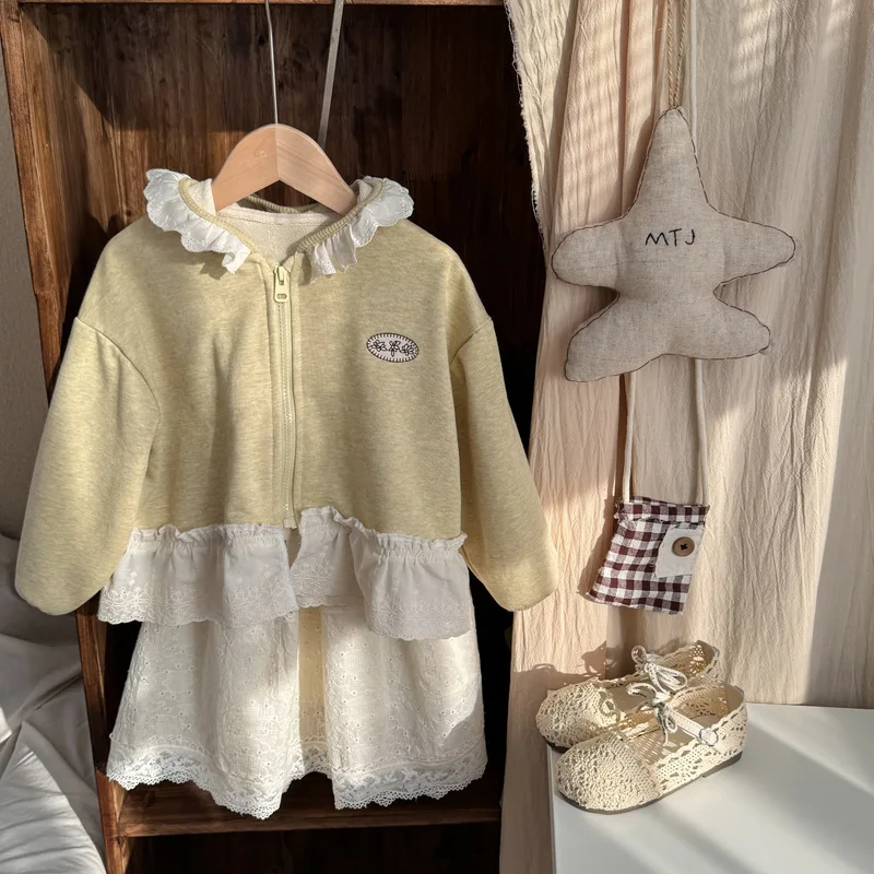 2025 Spring New Children Long Sleeve Jacket Fashion Girls Lace Hooded Coat Solid Toddler Cotton Zipper Cardigan Kids Clothes
2025 Spring New Children Long Sleeve Jacket Fashion Girls Lace Hooded Coat Solid Toddler Cotton Zipper Cardigan Kids Clothes