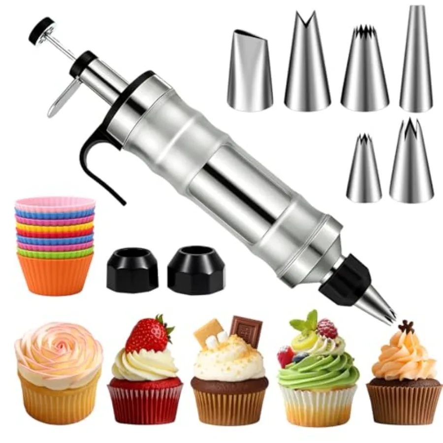 Dessert Decorating Syringe Set Icing Piping Kit Stainless Steels Cake Decorating Tools 6 Piping Icing Nozzles Cupcake Decoratin
Dessert Decorating Syringe Set Icing Piping Kit Stainless Steels Cake Decorating Tools 6 Piping Icing Nozzles Cupcake Decoratin