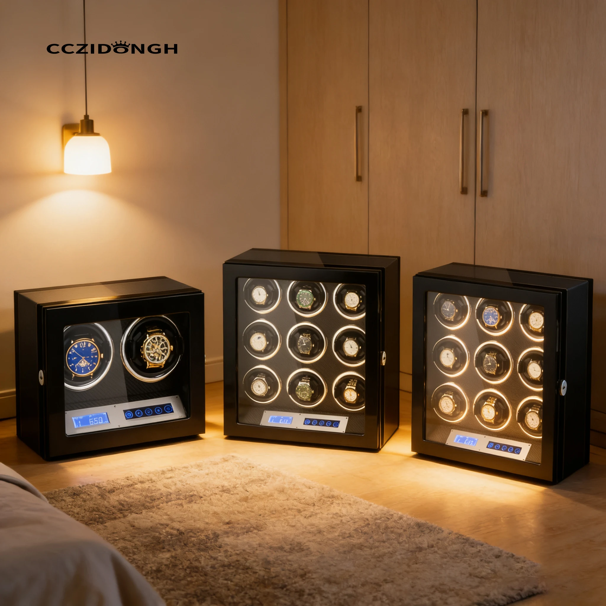 CCZIDONGH High quality Japan motor led watch winder wooden gyro watch winder security safe box watch winder
CCZIDONGH High quality Japan motor led watch winder wooden gyro watch winder security safe box watch winder