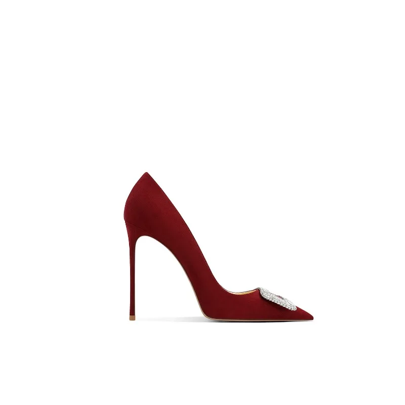 Wine red high heels for women in autumn, slim heels, elegant temperament, square buckle, pointed toe, perfect single shoes for a
Wine red high heels for women in autumn, slim heels, elegant temperament, square buckle, pointed toe, perfect single shoes for a
