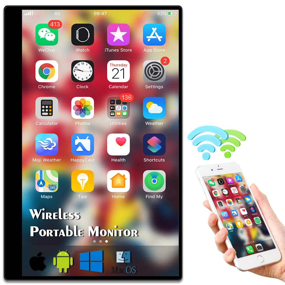 Sibolan 15,6 дюймов 1080p Miracast Wifi Портативный экран для мобильных телефонов I & phone M & ac Windows Беспроводной внешний сенсорный монитор
Sibolan 15,6 дюймов 1080p Miracast Wifi Портативный экран для мобильных телефонов I & phone M & ac Windows Беспроводной внешний сенсорный монитор