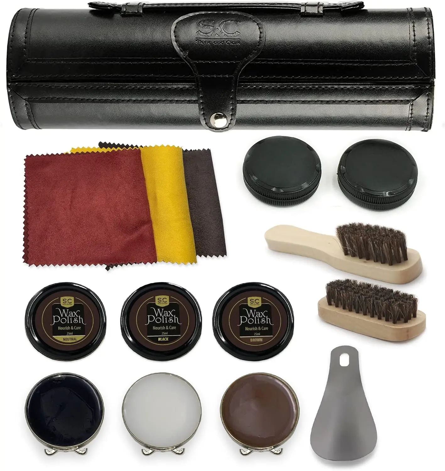 Leather Shoe Shine Kit - 13 PCS Shoe Polish Kit for Complete Leather Boot Care, Compact & Travel Friendly
Leather Shoe Shine Kit - 13 PCS Shoe Polish Kit for Complete Leather Boot Care, Compact & Travel Friendly