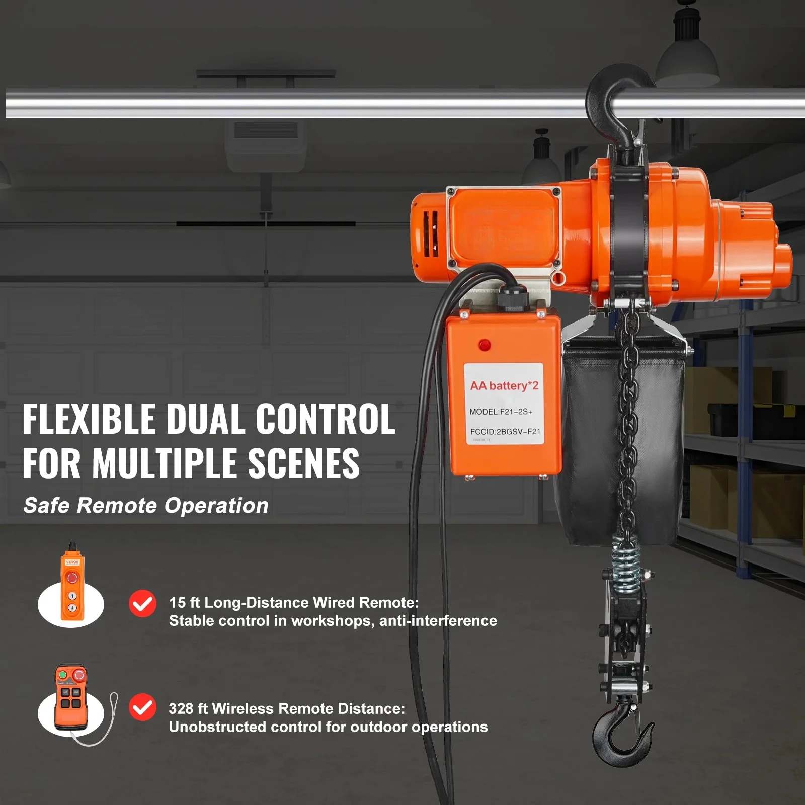 2200 Lbs Electric Chain Hoist Single Phase Overhead Crane with Wireless & Wired Control for Garage
2200 Lbs Electric Chain Hoist Single Phase Overhead Crane with Wireless & Wired Control for Garage