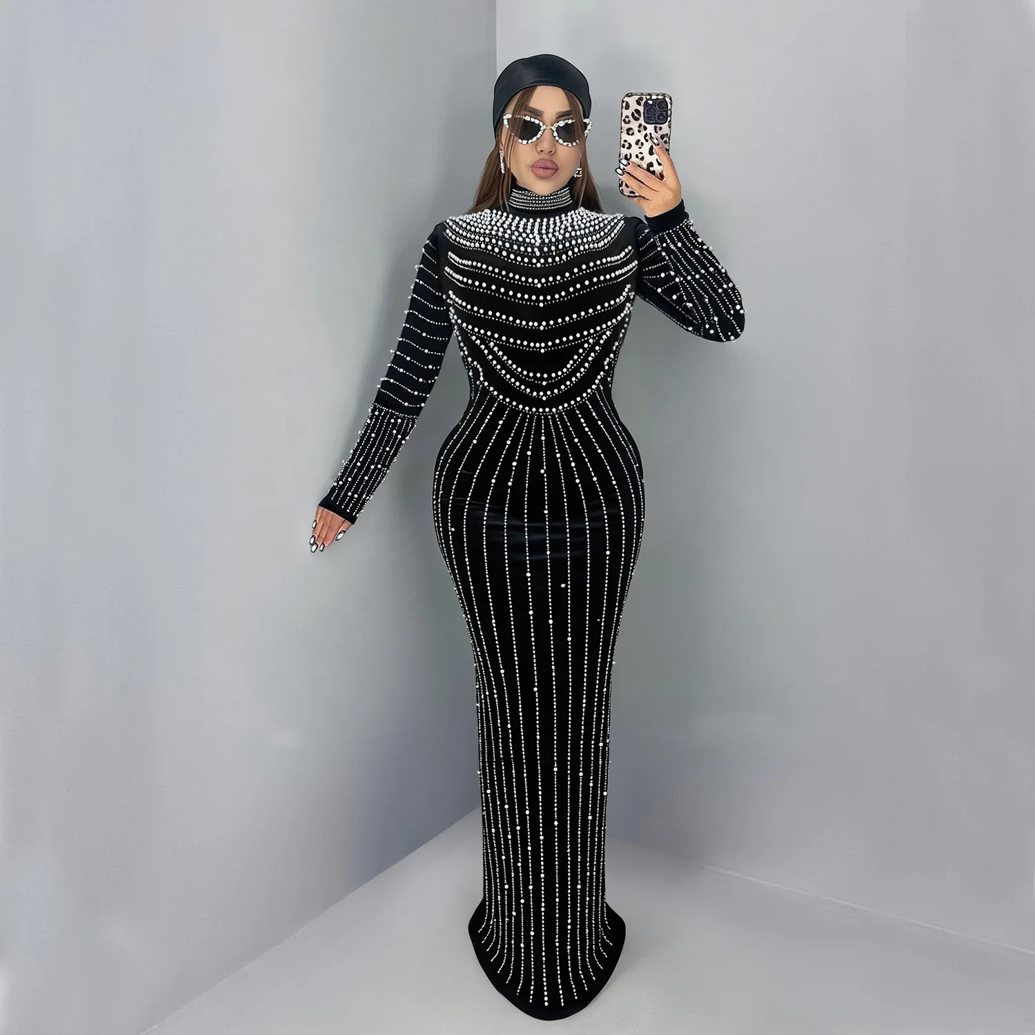 2026 Sexy Black Sparkly Rhinestone Turtleneck Bodycon Long Dress Robe Women's Party Dresses Full Diamond Slim Mermaid Gown
2026 Sexy Black Sparkly Rhinestone Turtleneck Bodycon Long Dress Robe Women's Party Dresses Full Diamond Slim Mermaid Gown