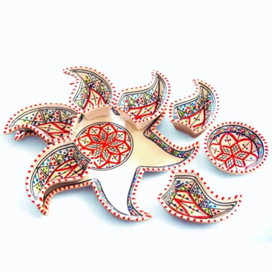 Набор сервировочных блюд для вечеринок - расписанные вручную керамические тарелки в форме звезды для закусок и праздничных мероприятий
Набор сервировочных блюд для вечеринок - расписанные вручную керамические тарелки в форме звезды для закусок и праздничных мероприятий